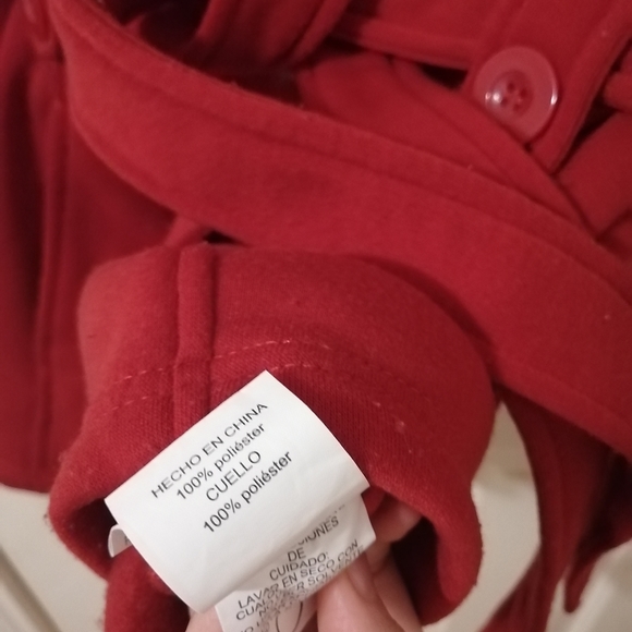 Red Pea Coat with waist strap - Picture 3 of 4